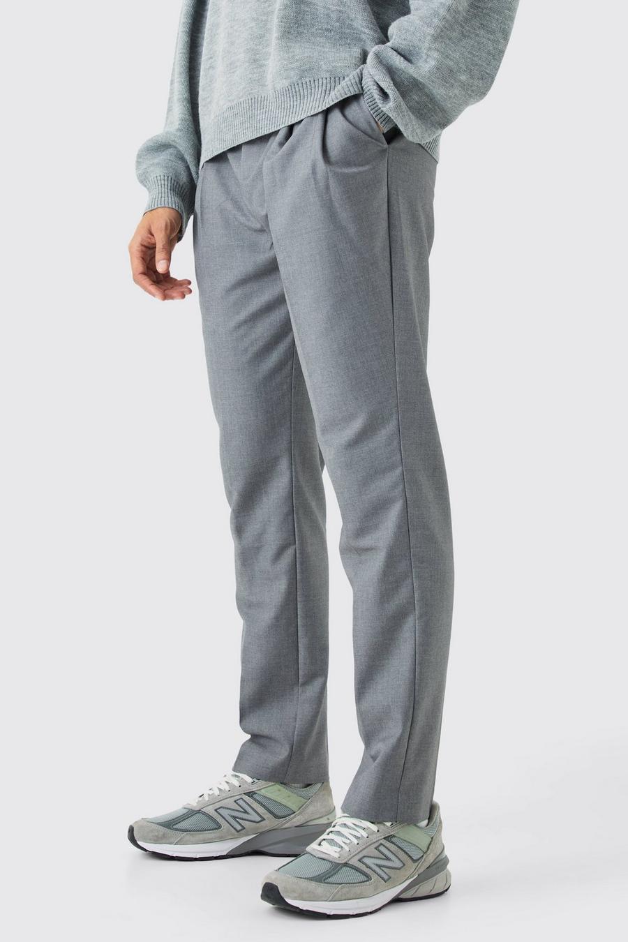 Pantalón plisado entallado recto, Grey
