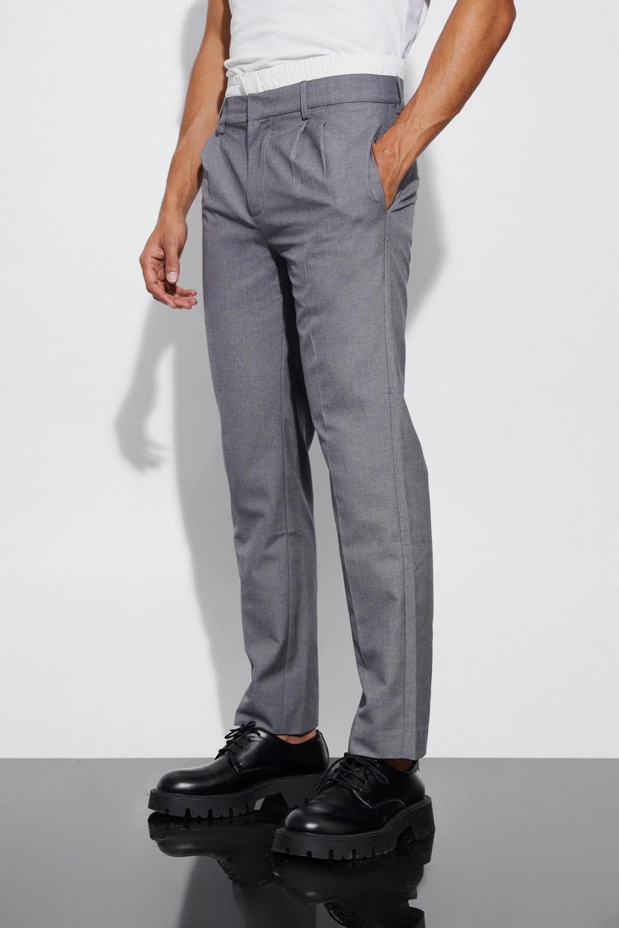 Pantalón bóxer entallado con cintura elástica, Grey