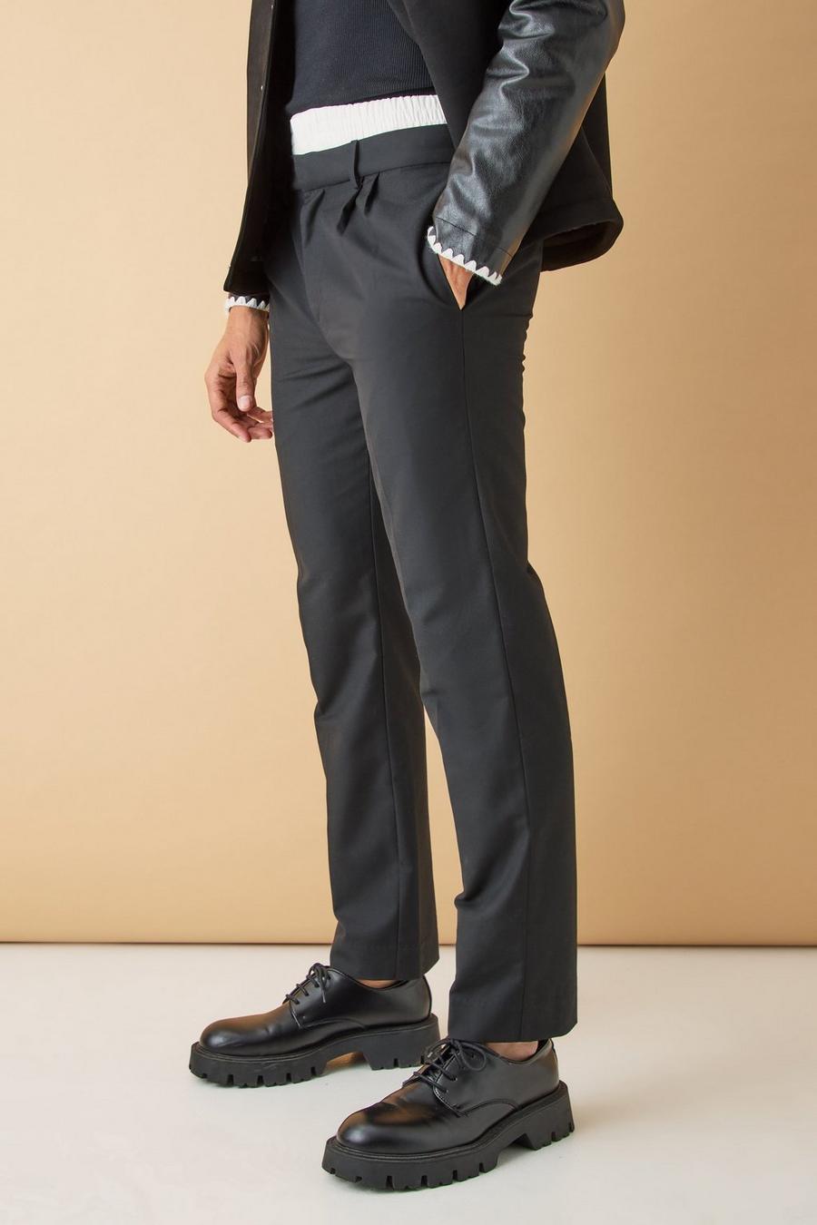 Black Boxer Waistband Tailored Trousers