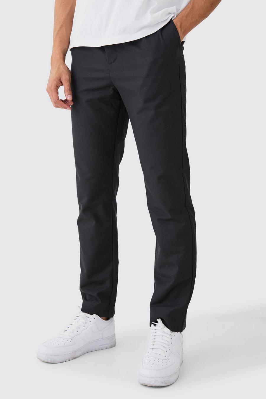 Black Tailored Straight Fit Trousers image number 1