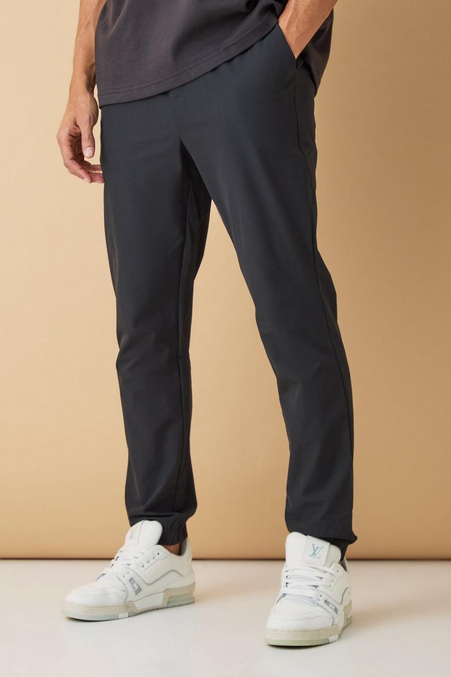 Black Technical Stretch Cuffed Slim Fit Jogger Trousers image number 1