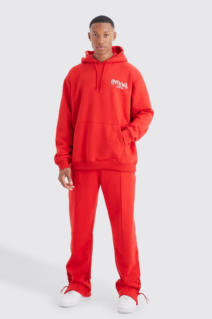 Red Official Oversized Drawcord Detail Tracksuit