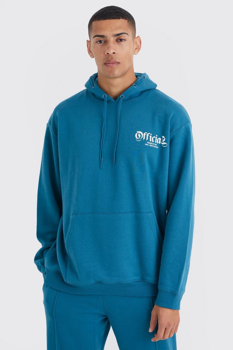 Teal Official Oversized Drawcord Detail Hoodie