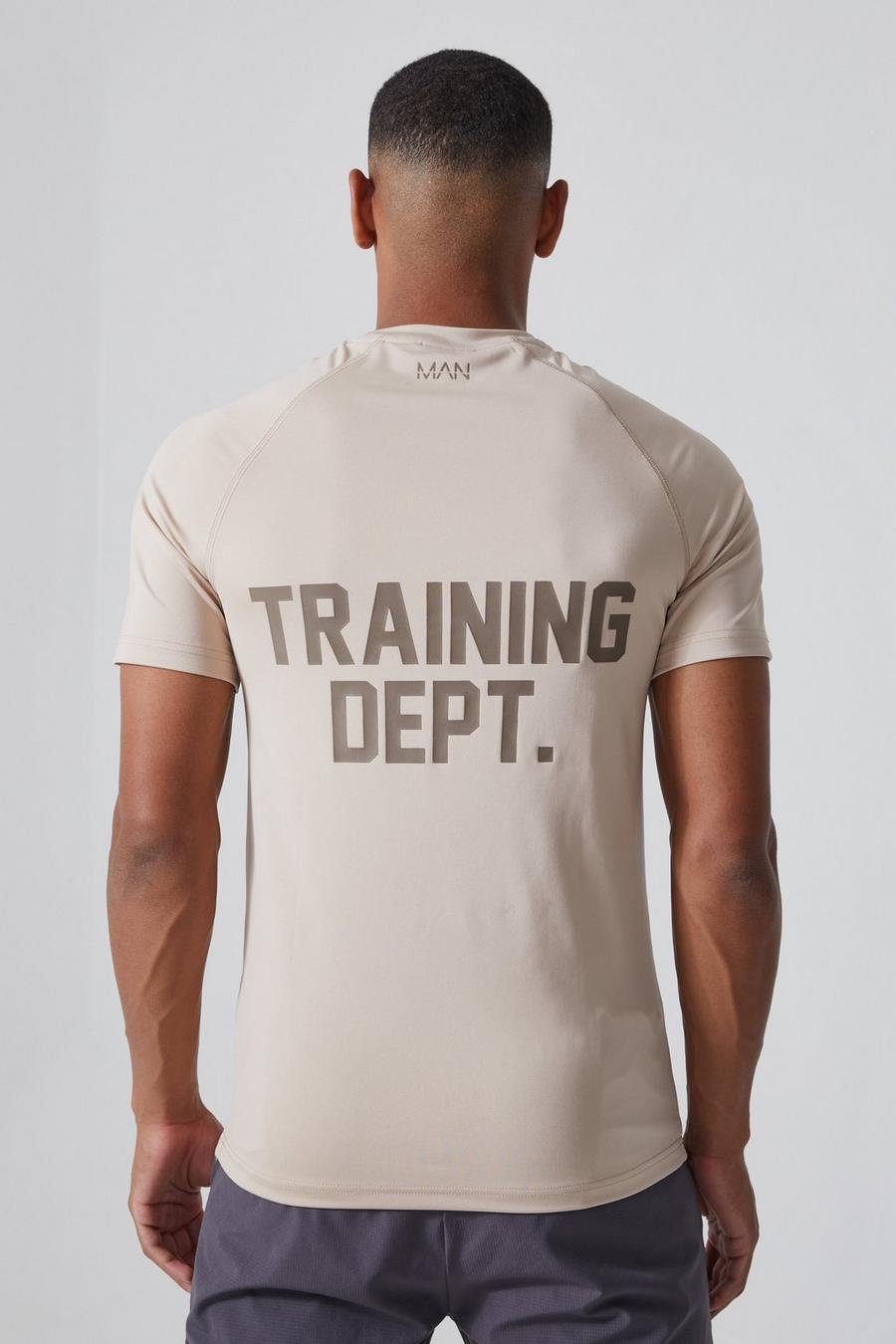 T-shirt attillata Man Active Training Dept, Taupe