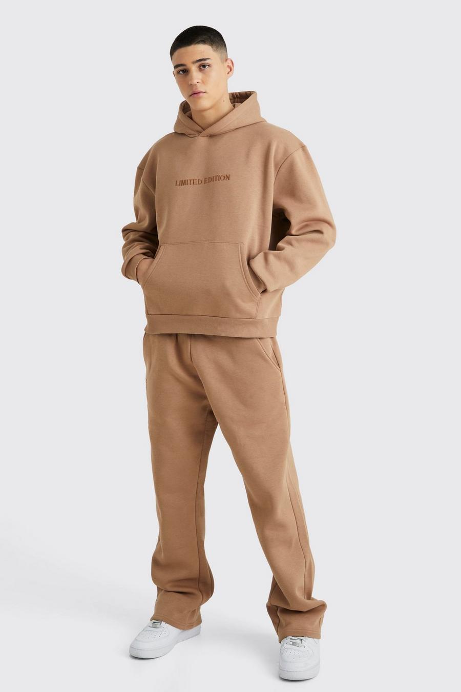 Taupe Limited Oversized Trainingspak Met Capuchon En Gusset