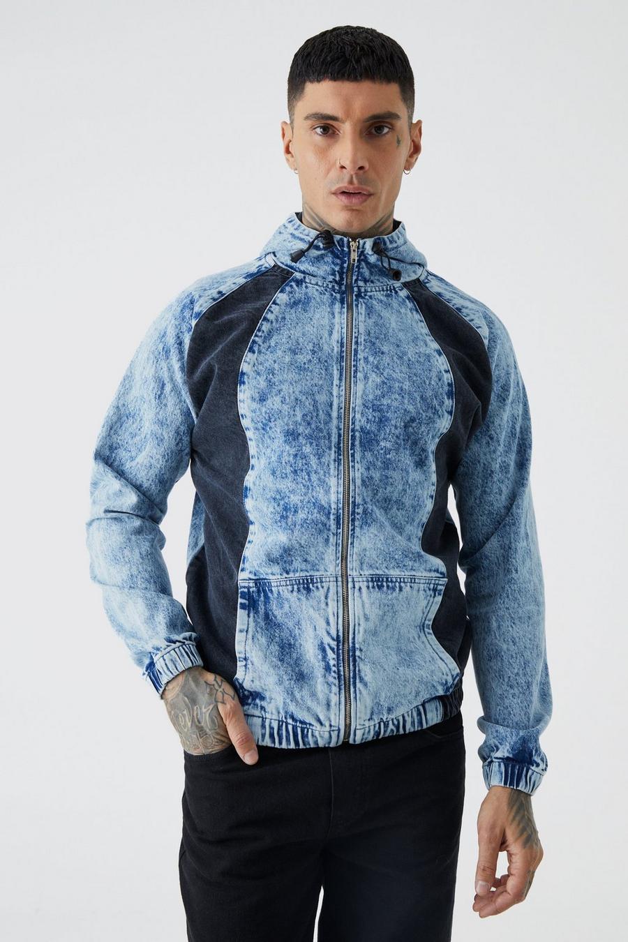 Sweat à capuche oversize zippé en jean, Light blue image number 1