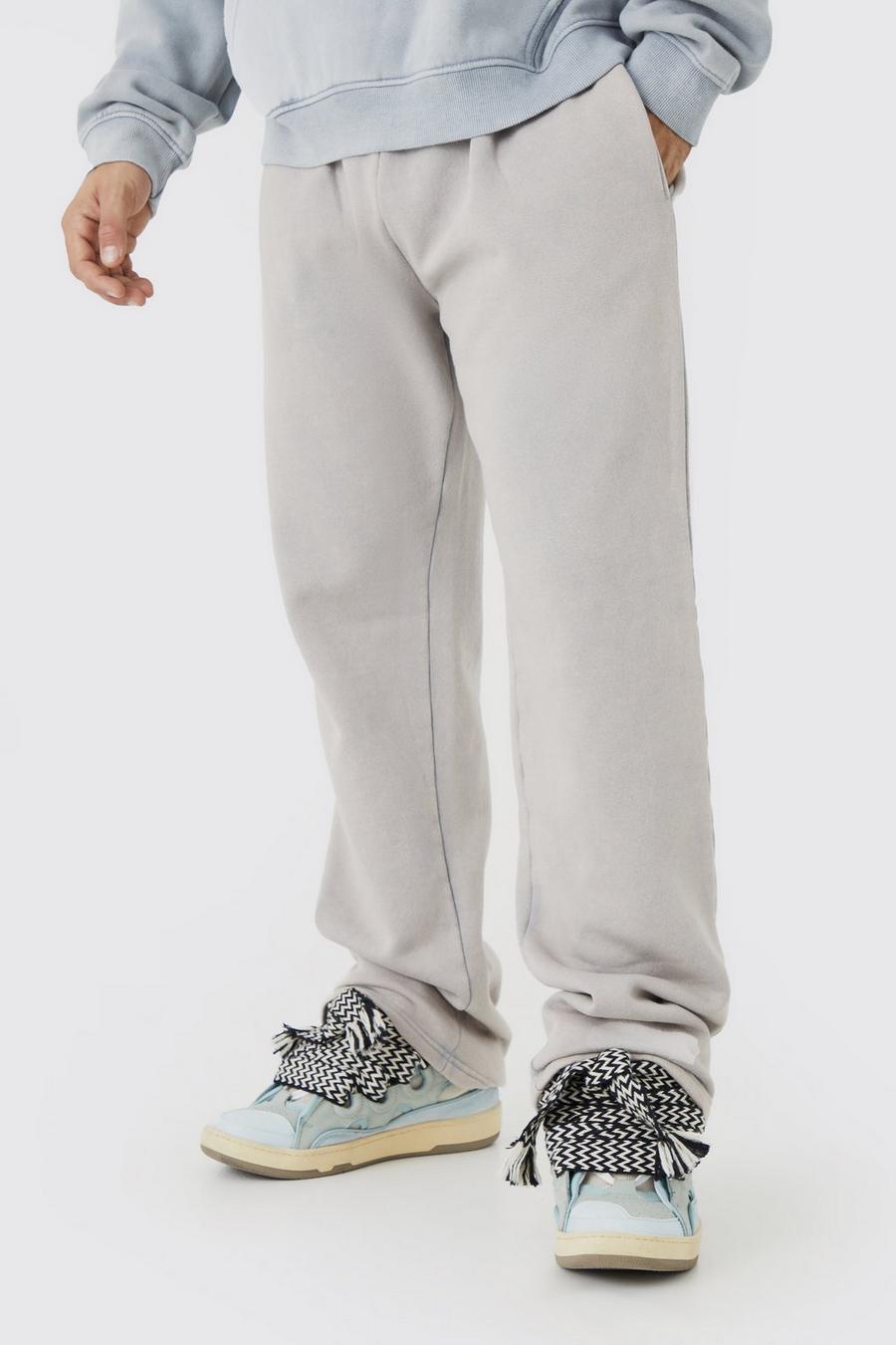 Pantalón deportivo holgado con lavado de ácido, Light grey