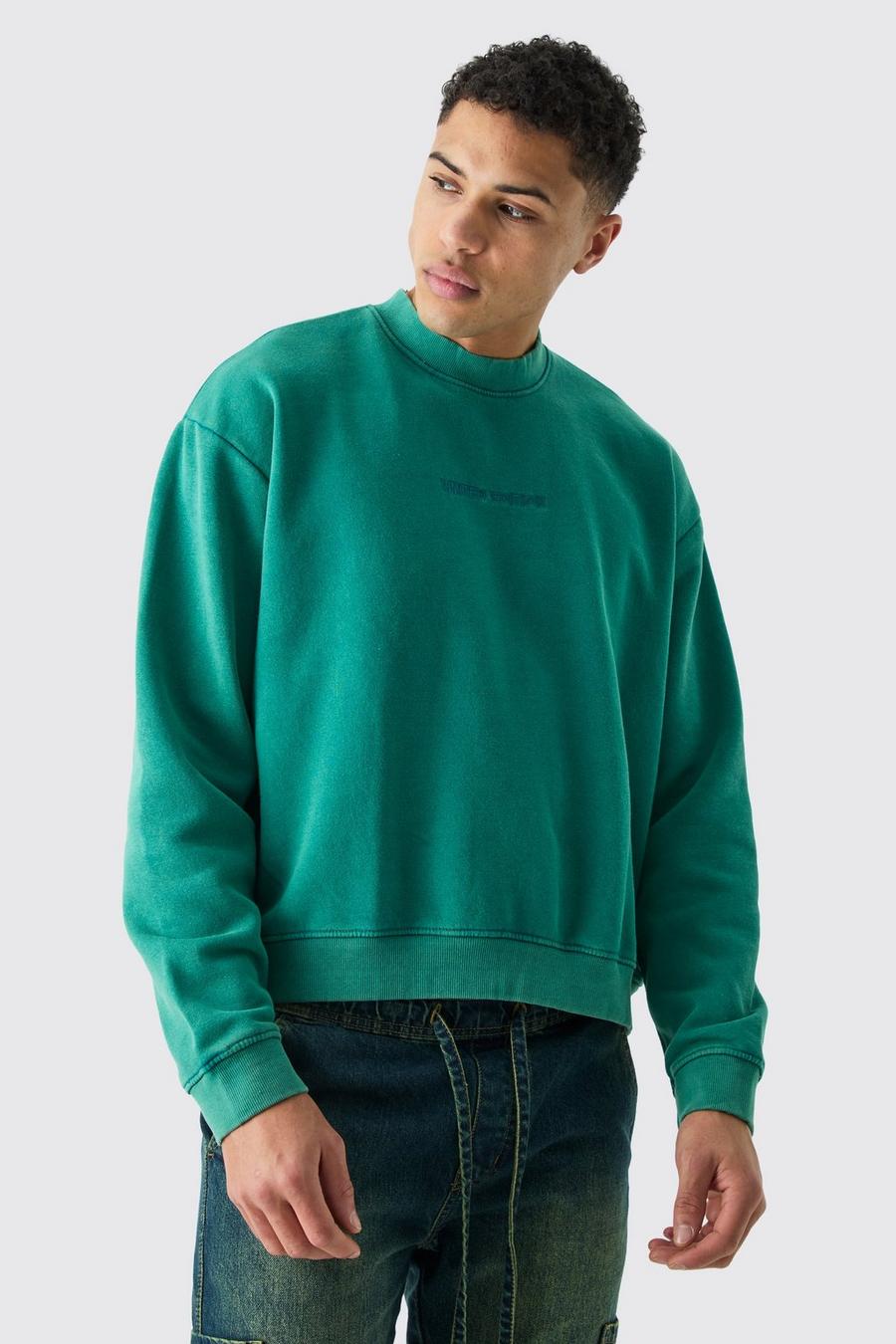 Teal Oversized Limited Boxy Washed Sweatshirt image number 1