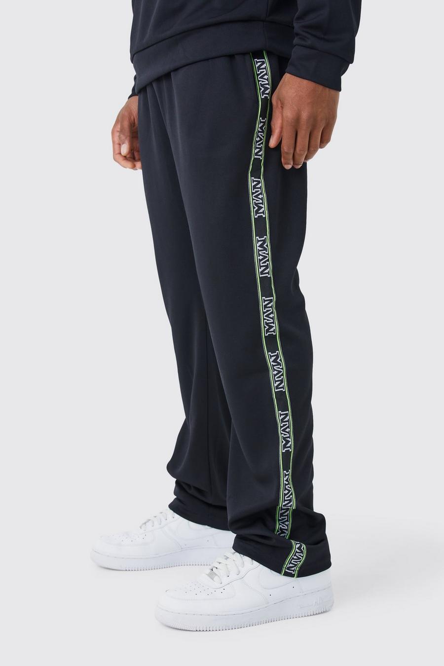 Pantaloni tuta Regular Fit in tricot con striscia laterale, Black