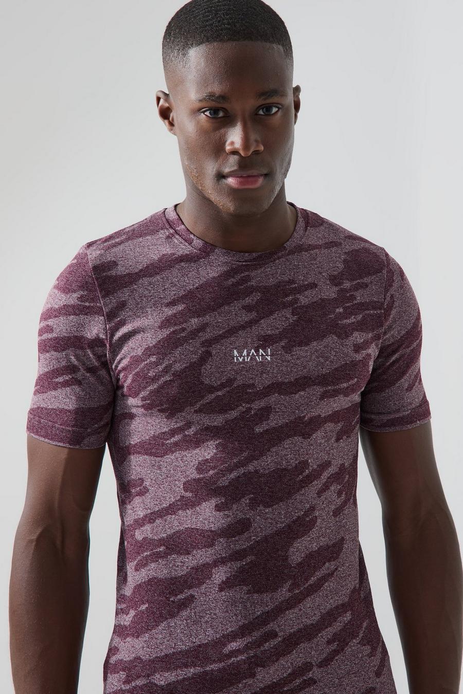 Man Active nahtloses Camouflage T-Shirt, Berry