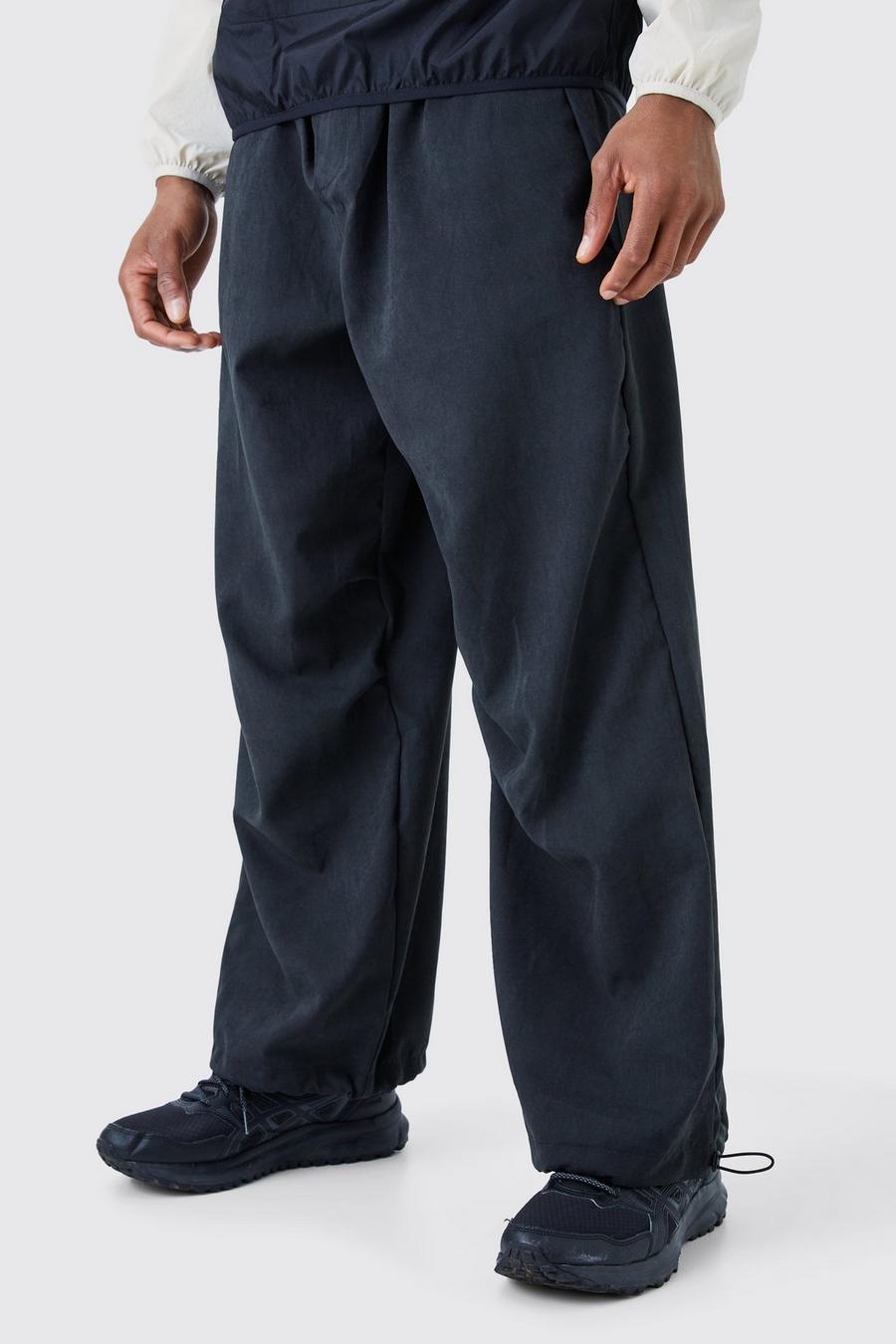 Pantaloni da paracadutista oversize effetto vellutato, Black image number 1