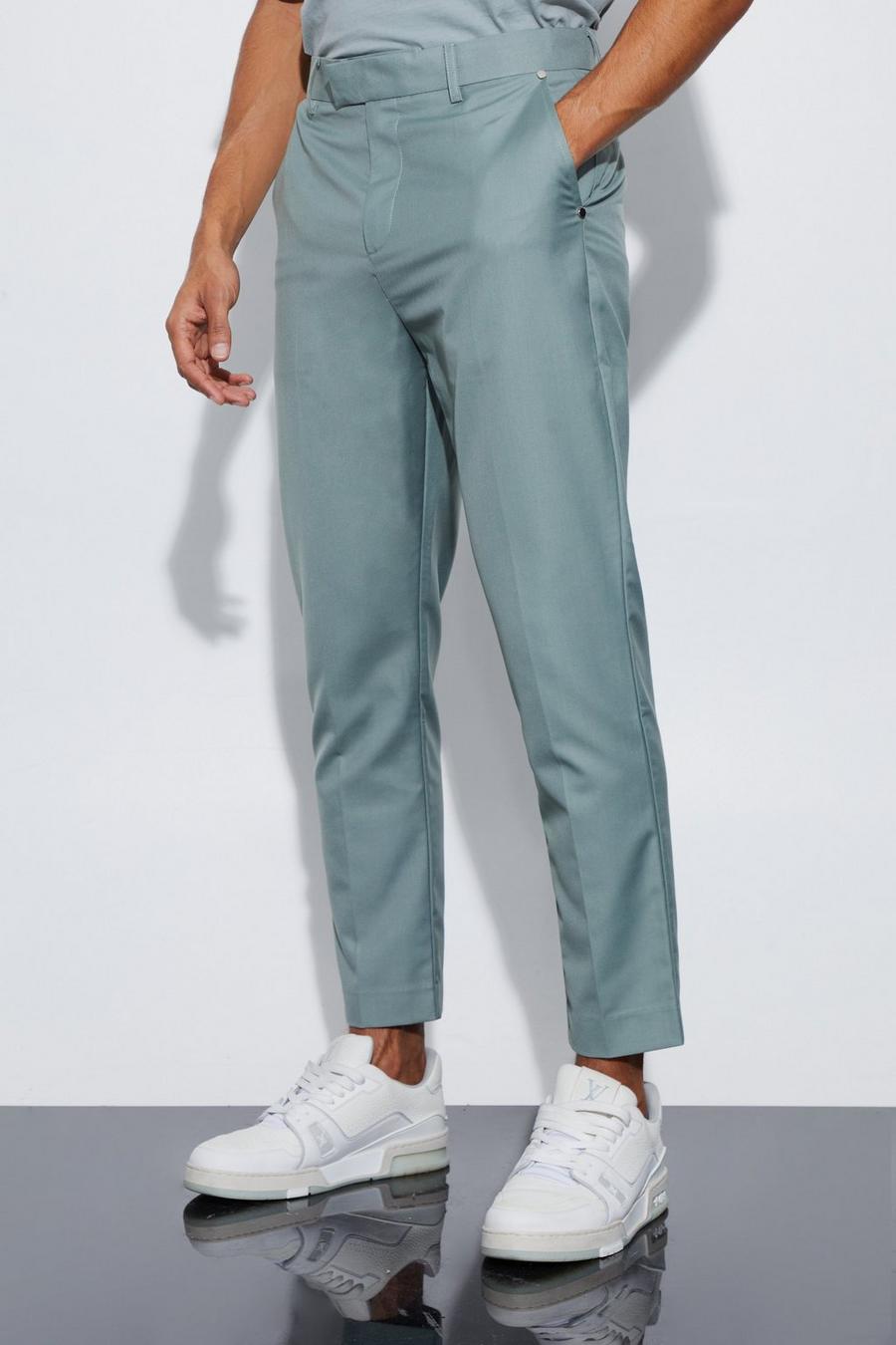 Sage Tapered Fit Tailored Trousers