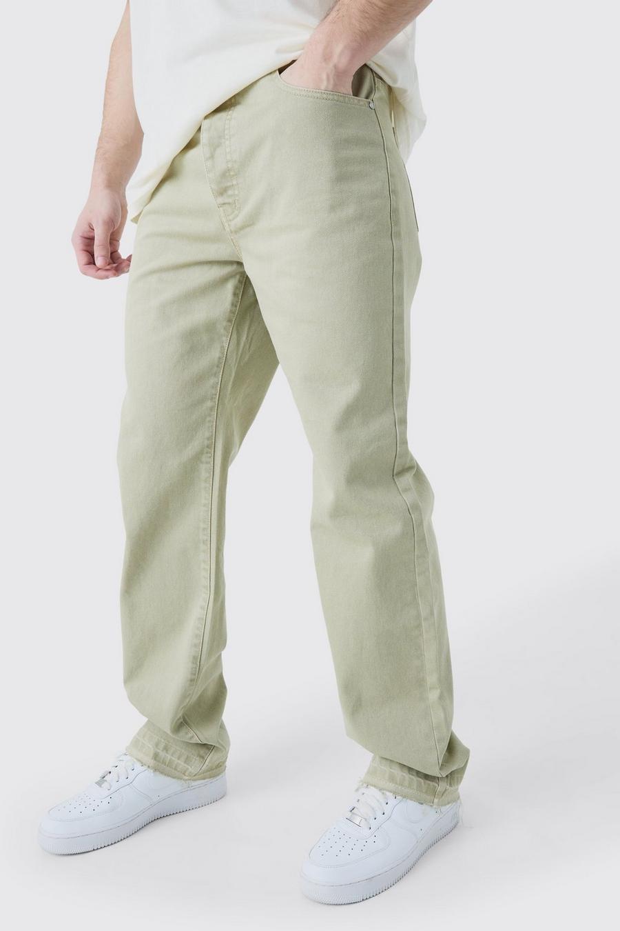 Sage Tall Onbewerkte Overdye Baggy Jeans Met Losvallende Zoom image number 1