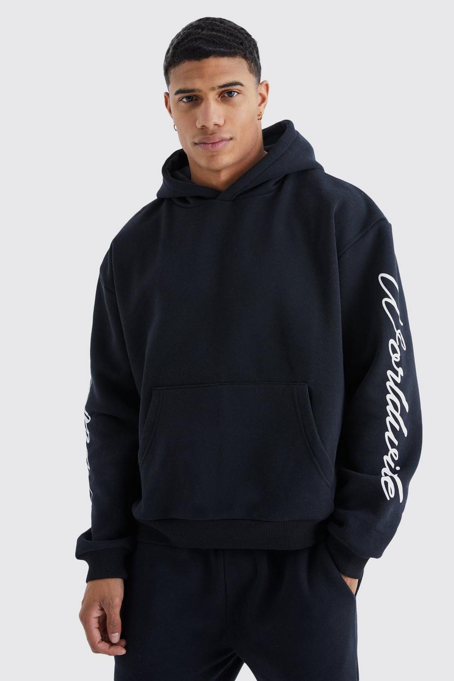 Black Worldwide Placement Printed Gusset Tracksuit