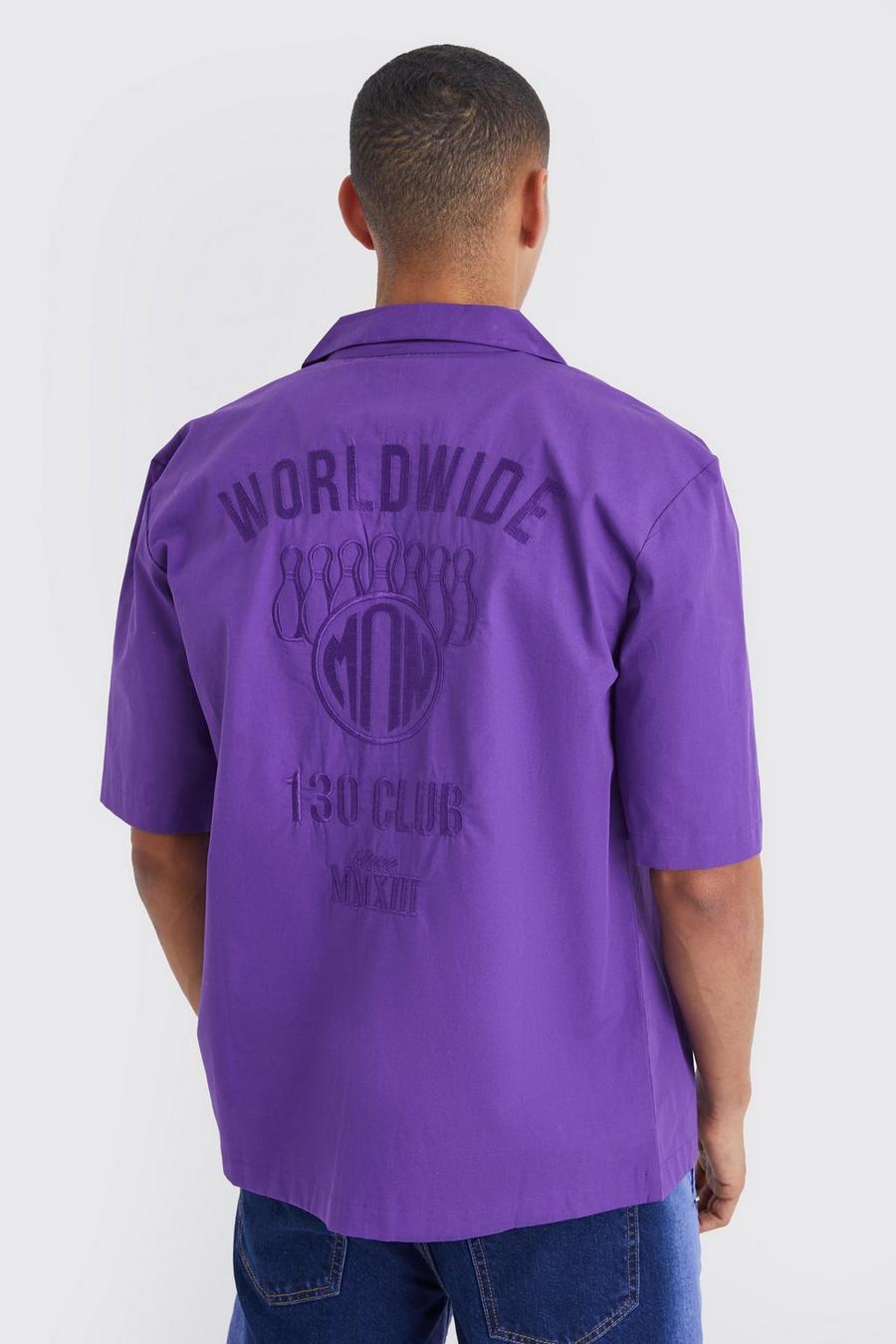 Purple Dropped Poplin Worldwide Club Overhemd Met Revers Kraag