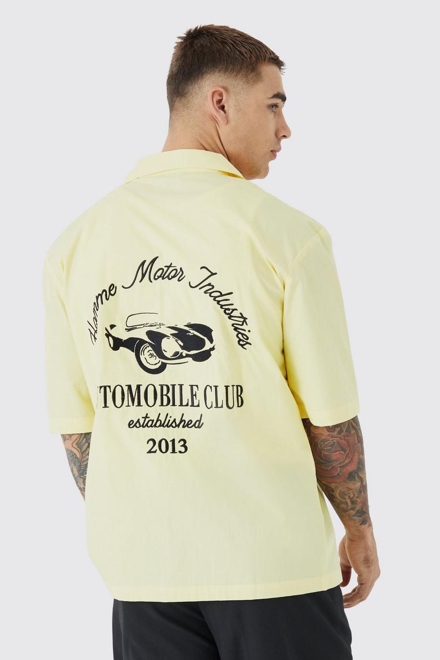 Camisa de popelina con solapas y estampado de Automobile Club, Yellow