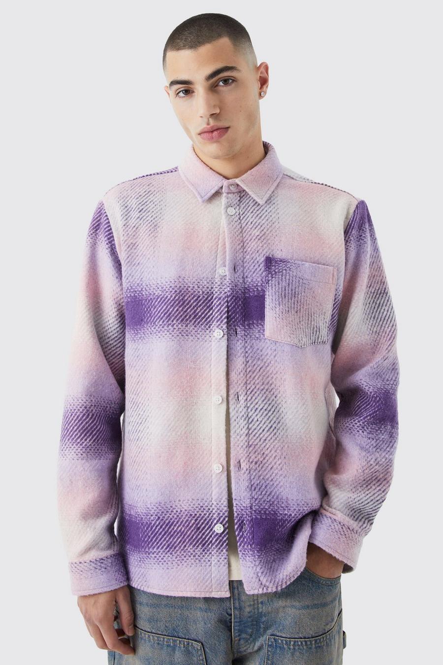 Lilac Geruit Overhemd Met Lange Mouwen