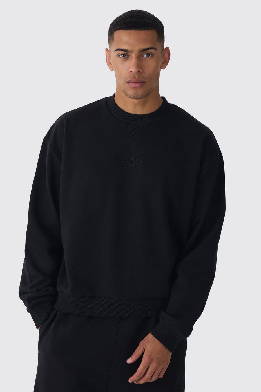 Black EDITION Oversized Extended Neck Heavyweight Sweatshirt