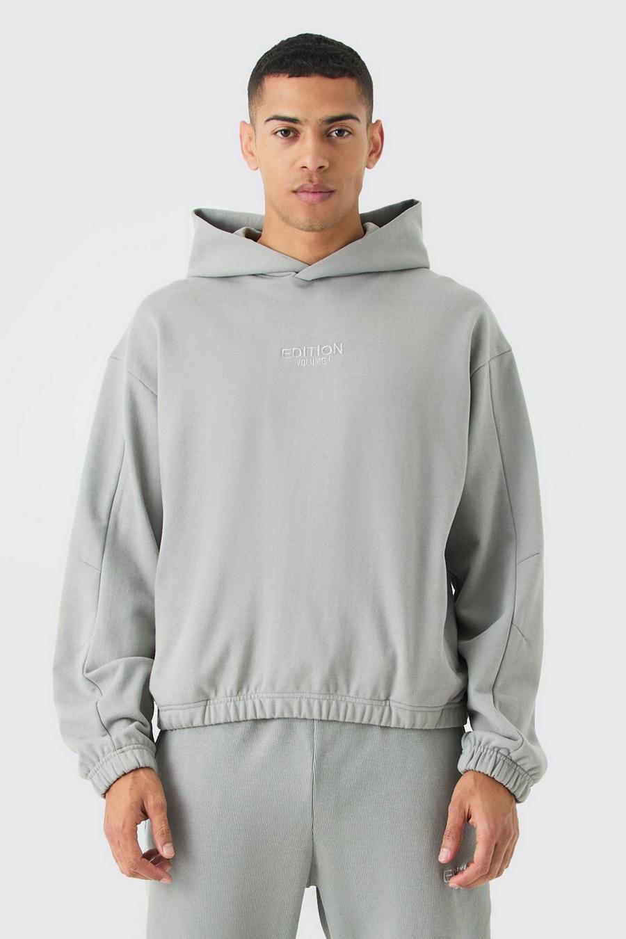 Grey EDITION Oversized Boxy Heavyweight Hoodie image number 1