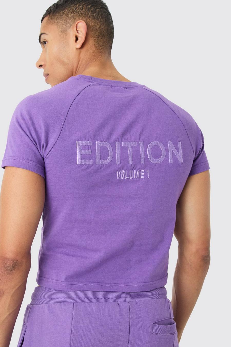 Purple EDITION Shrunken T-shirt med hög halsmudd image number 1
