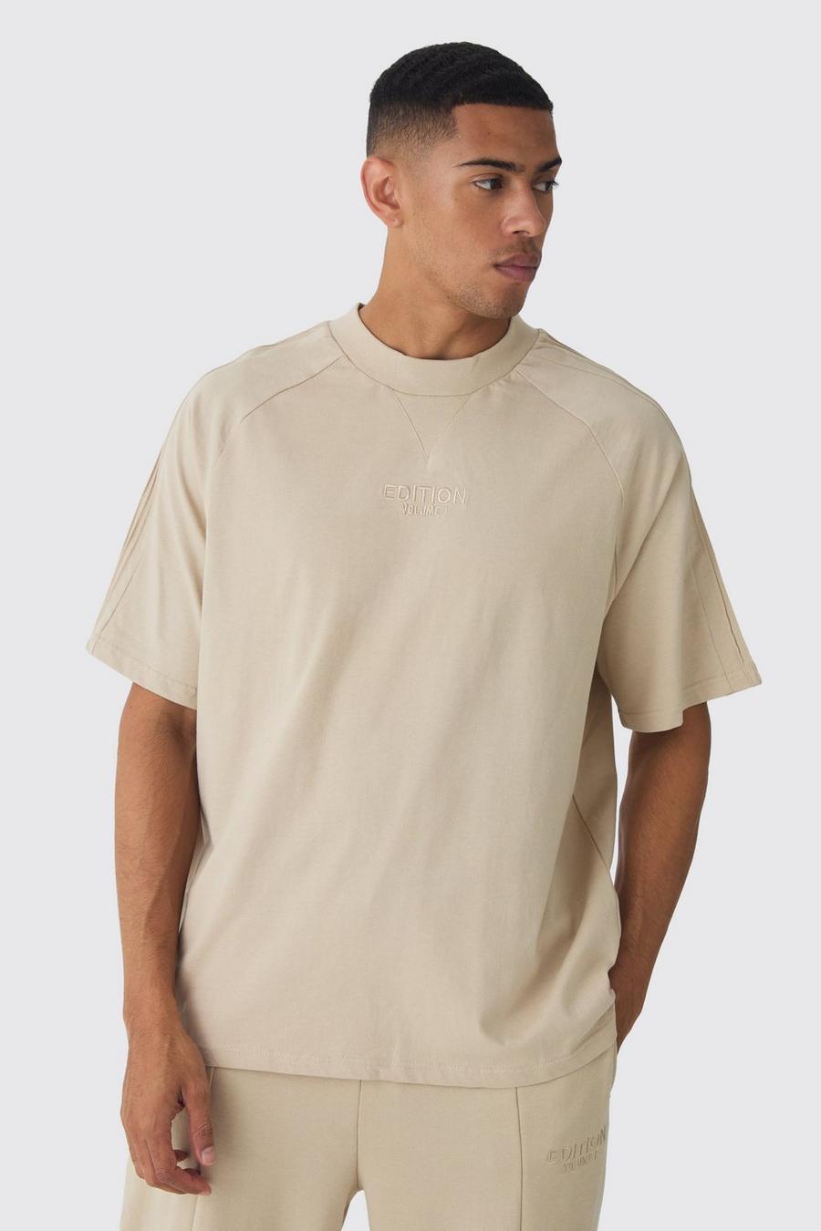 Camiseta oversize gruesa con alforza y ​​estampado de EDITION, Stone
