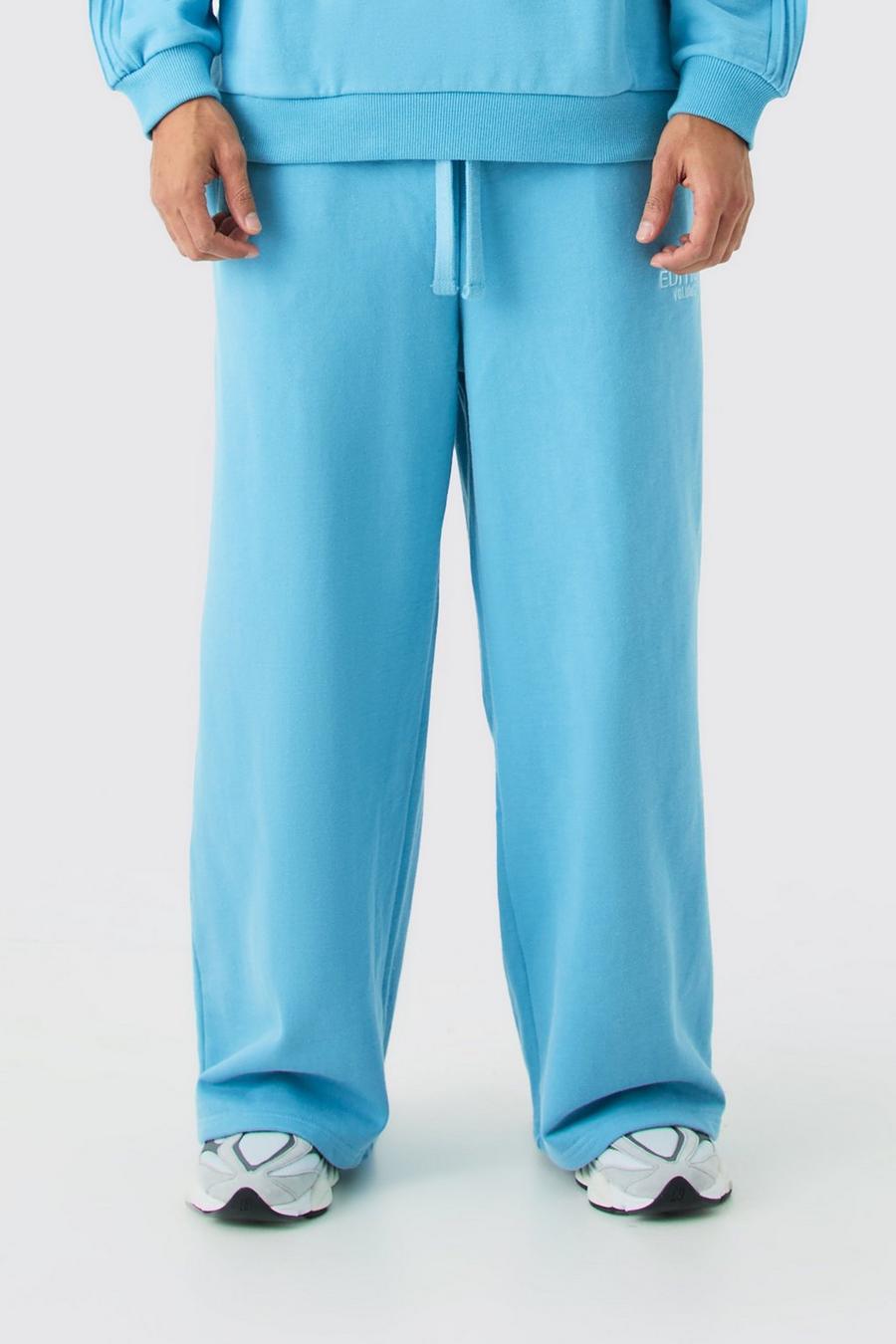 Pantalón deportivo grueso de pernera súper ancha, Blue
