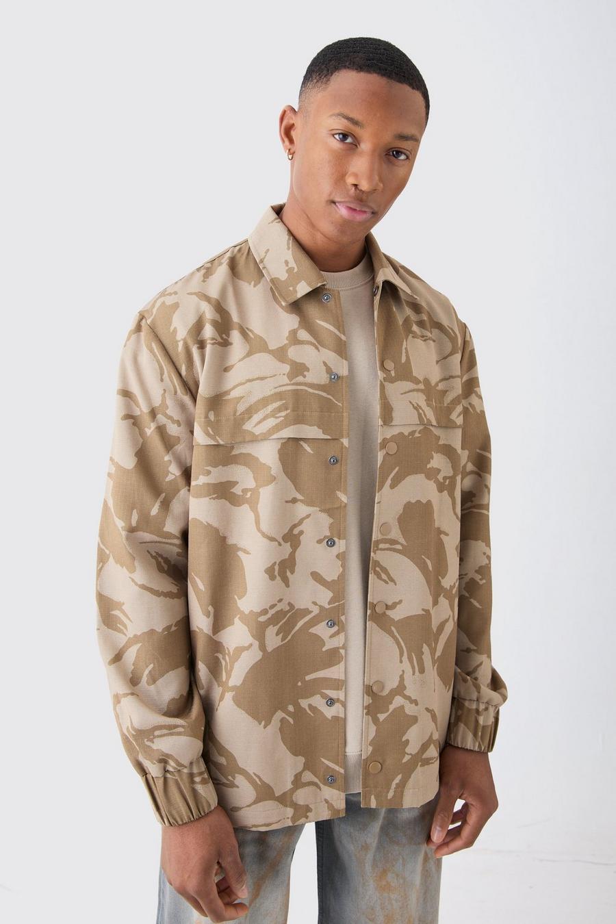 Langärmliges Camouflage Ripstop-Overshirt, Khaki