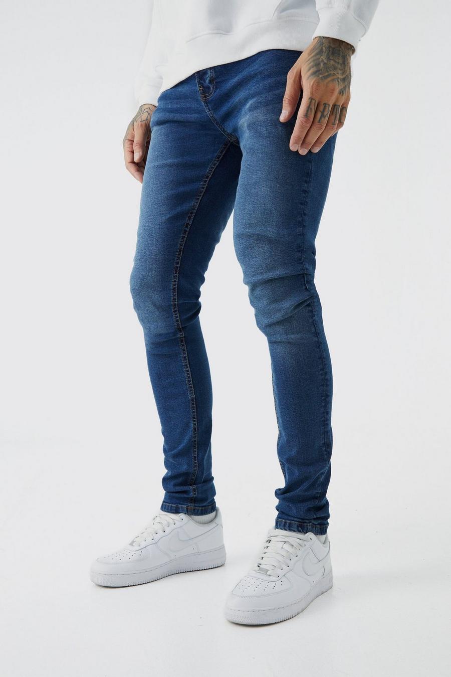 Jeans Tall Skinny Fit Stretch con pieghe sul fondo, Vintage blue