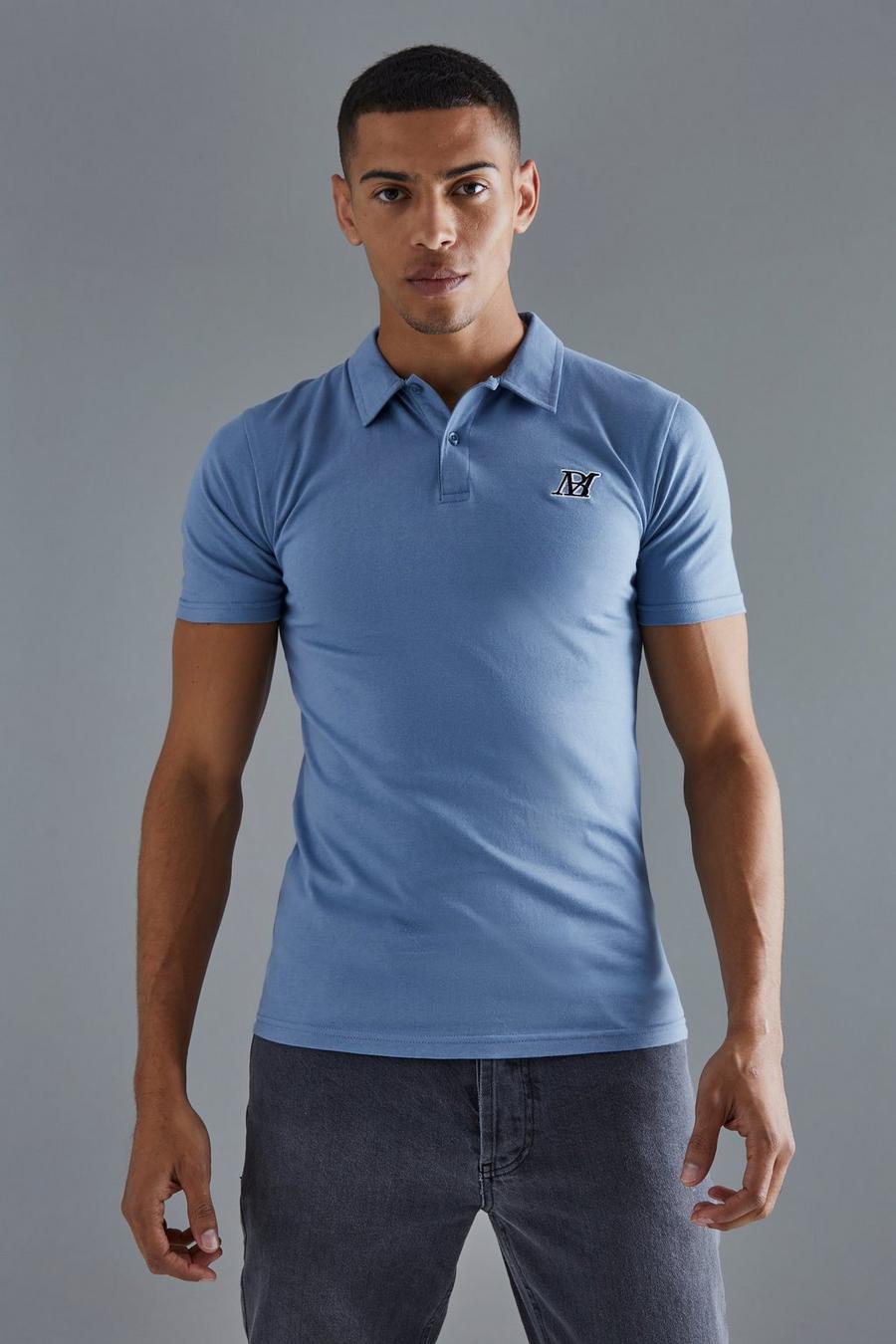 Navy Slim Man Embroidered Polo