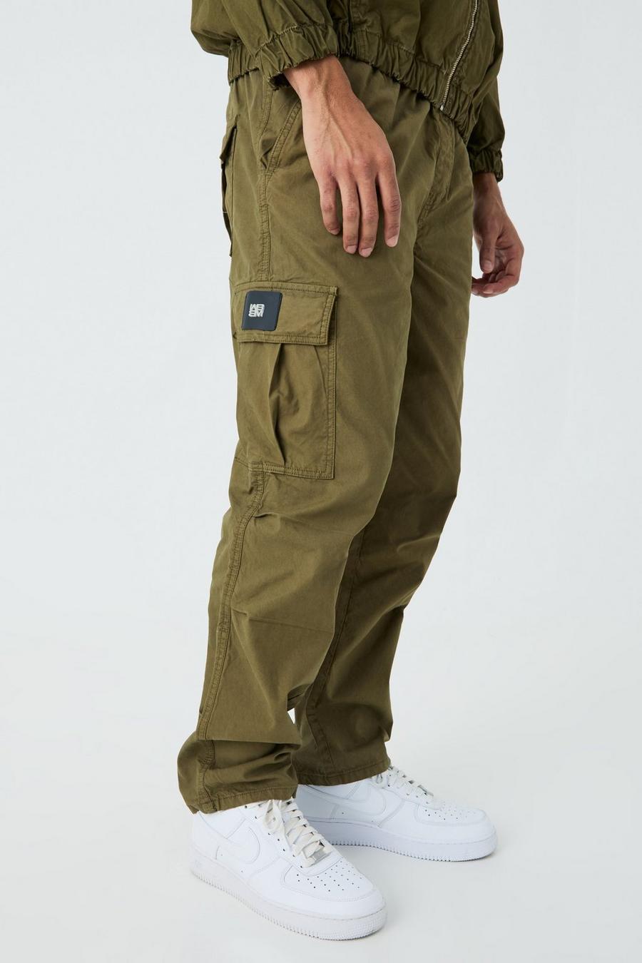 Khaki Branded Plaque Twill Utility Trousers