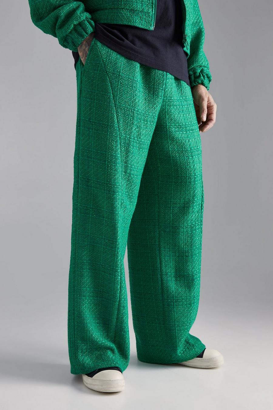 Pantaloni tuta Tall a gamba ampia in bouclé, Green