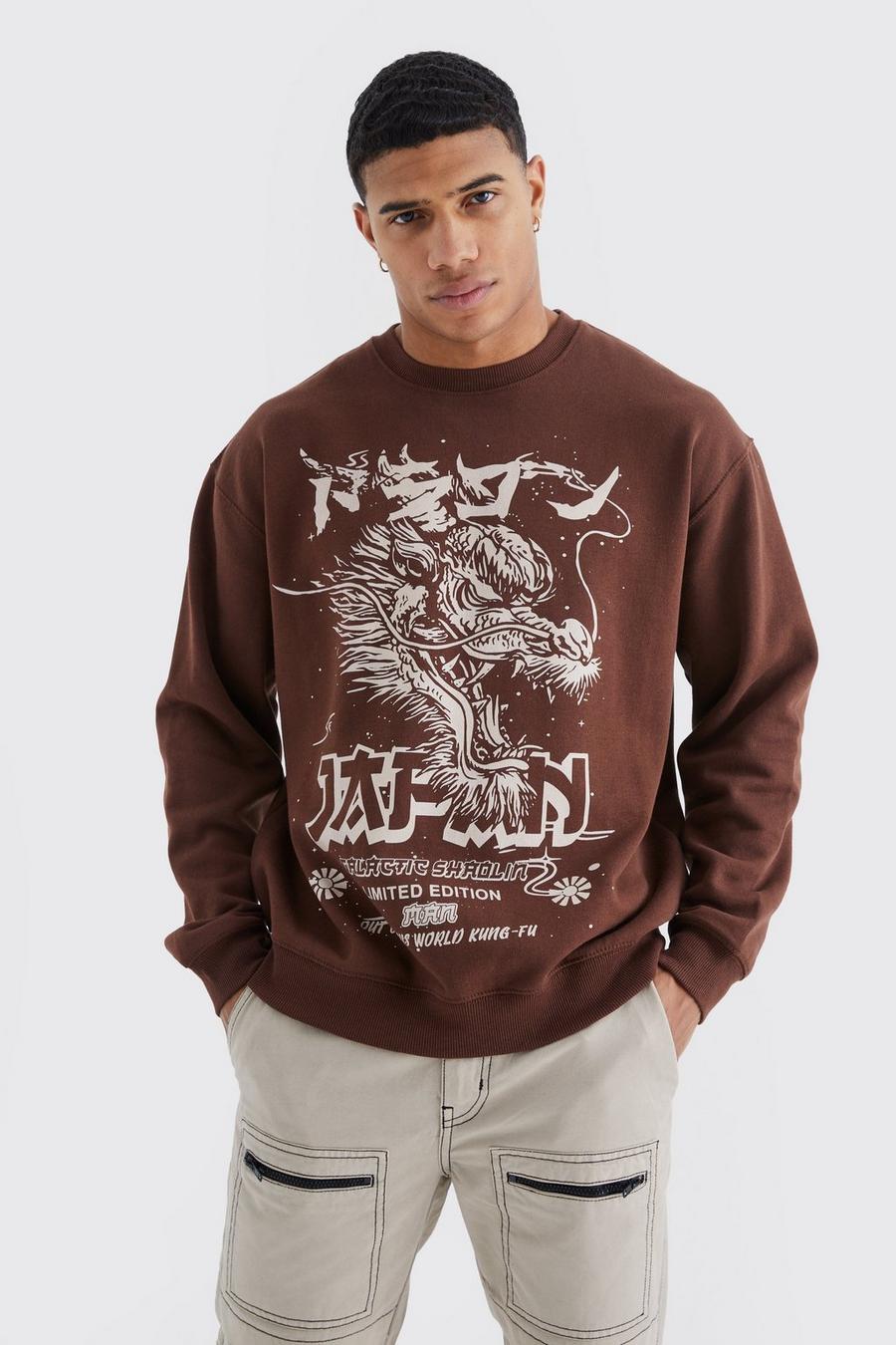 Chocolate Orientalisk oversize sweatshirt med tryck image number 1