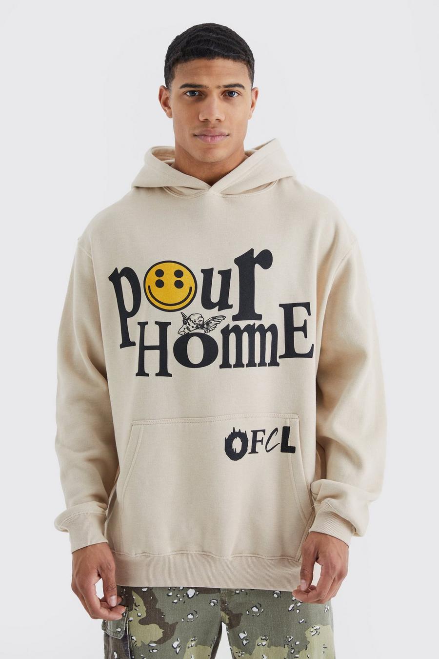 Stone Oversized Homme Graphic Hoodie 