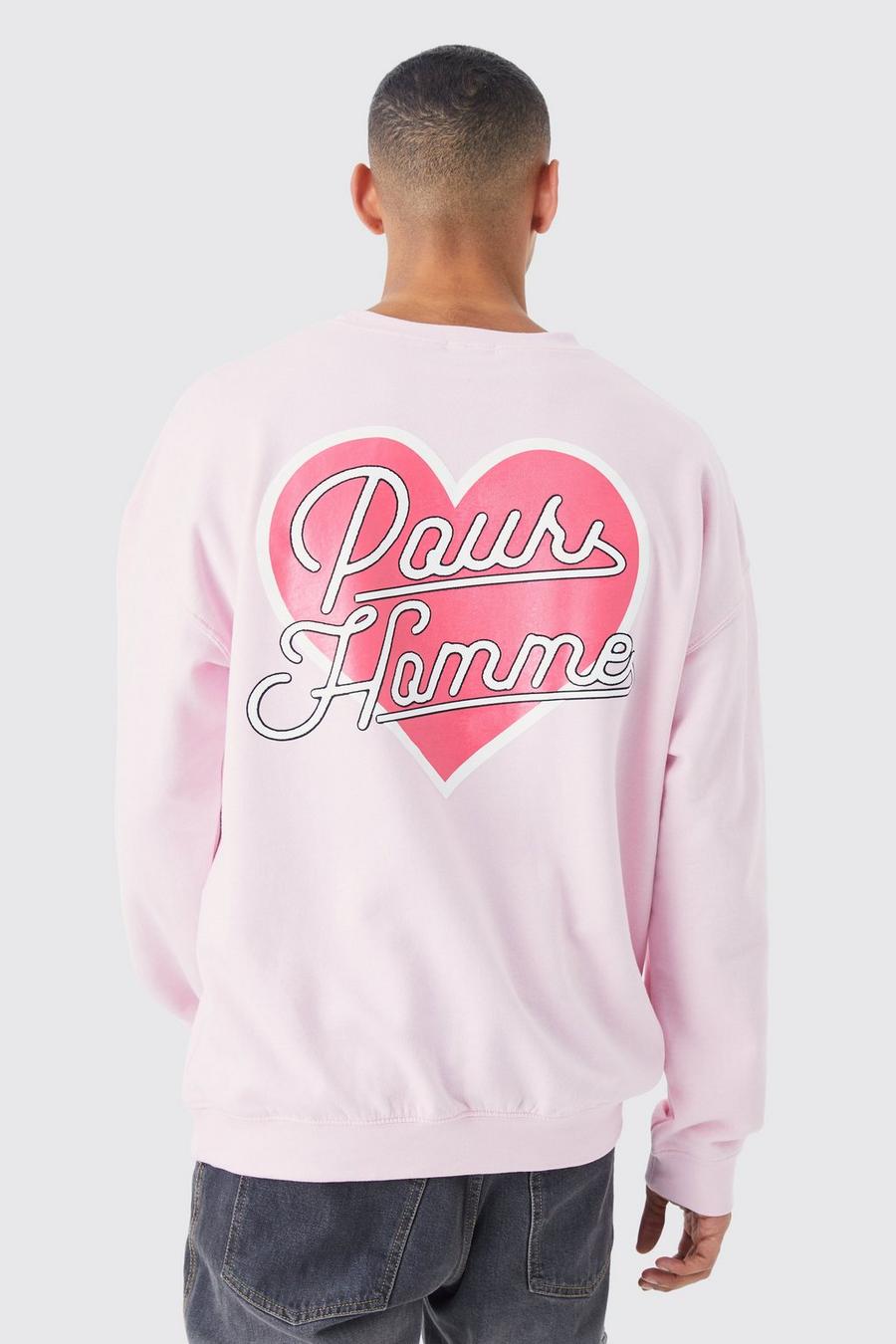 Oversize Sweatshirt mit Herz-Print, Light pink