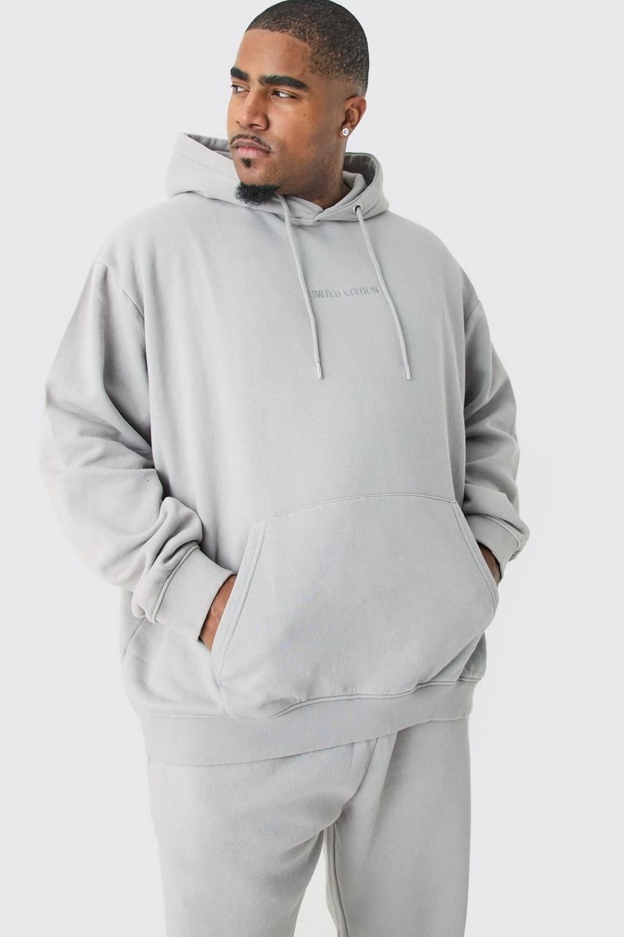 Light grey Plus Oversized Limited Laundered Wash Hooded Tracksuit