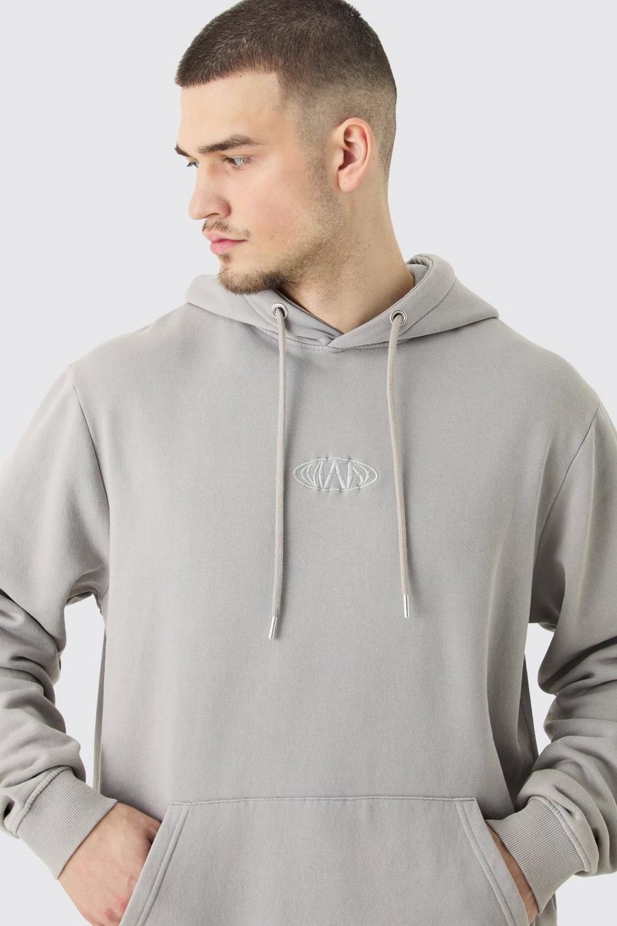 Light grey Tall Man Laundered Wash Over Head Hoodie image number 1