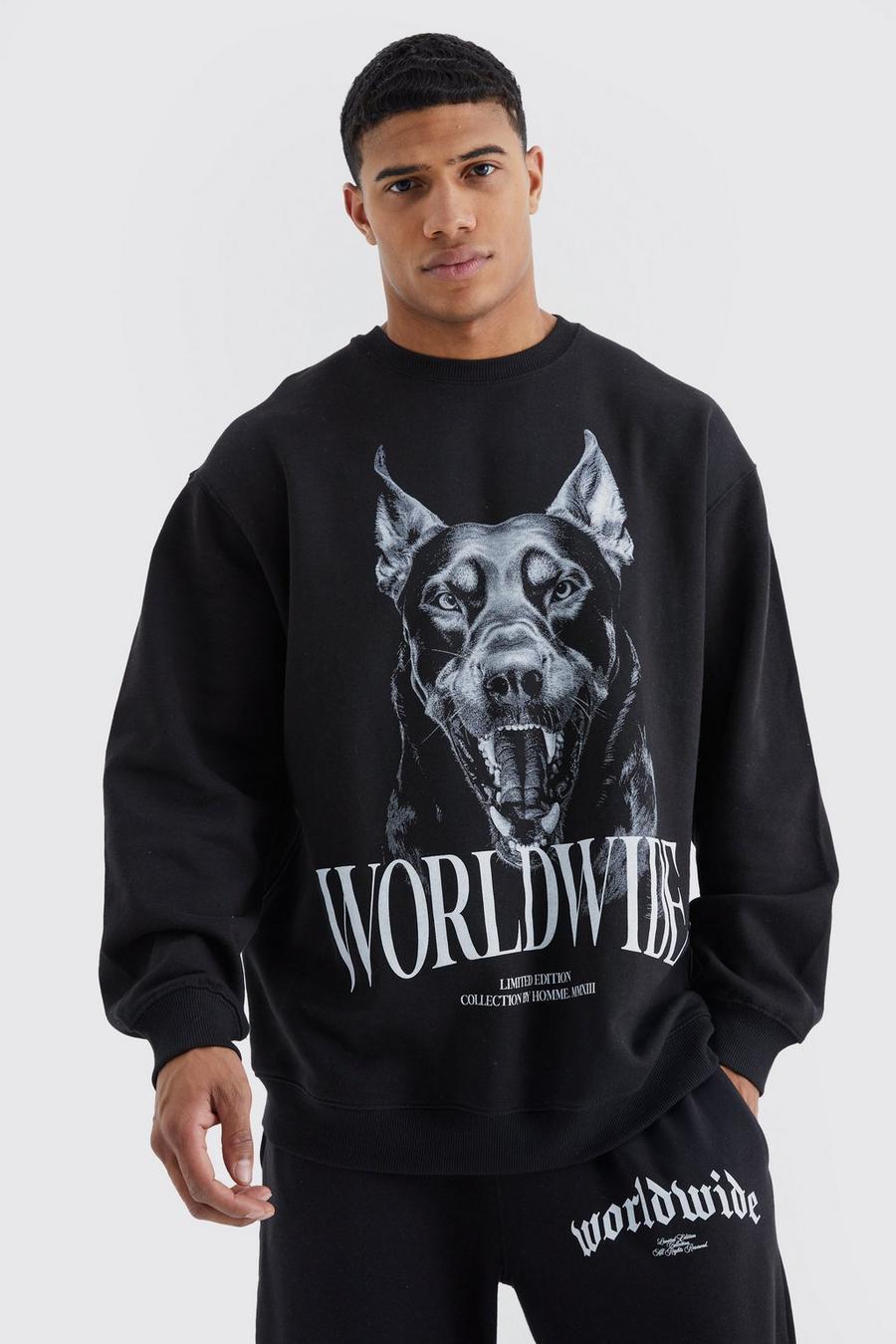 Sweatshirt mit Worldwide-Print, Black