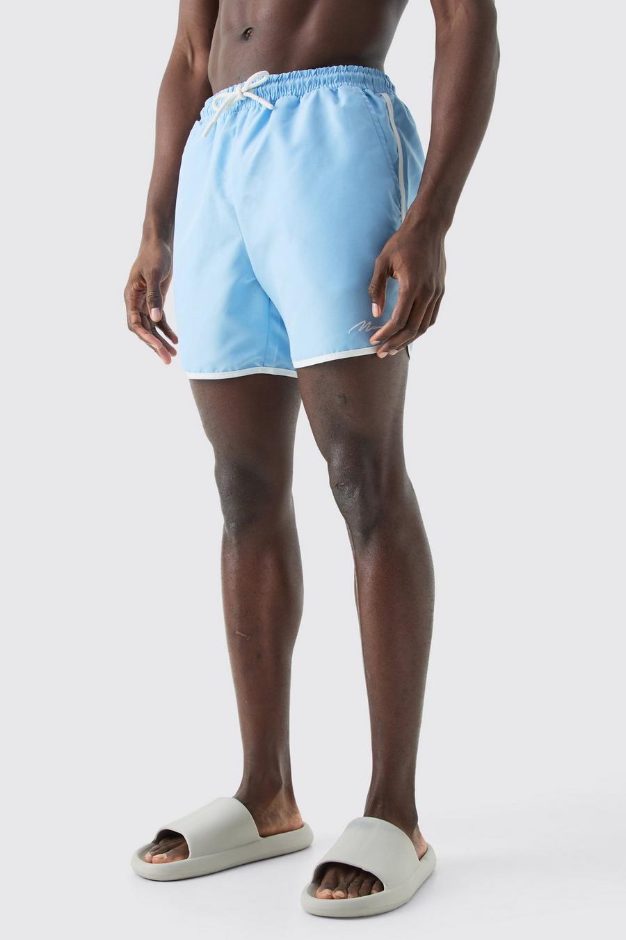 Light blue Man Signature Runner Swim Shorts image number 1
