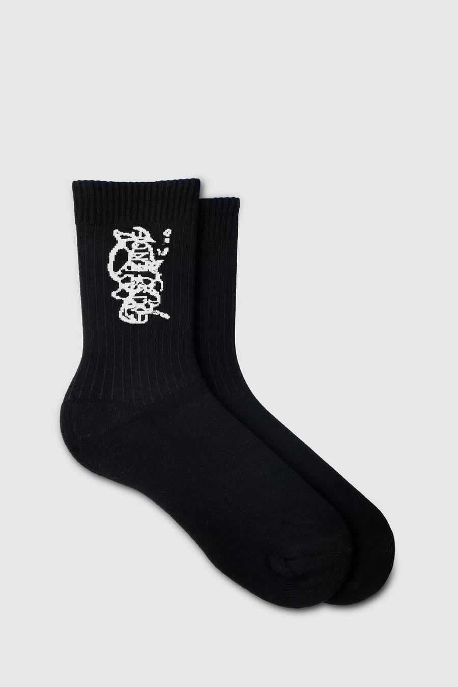 Socken mit Waffel-Print, Black