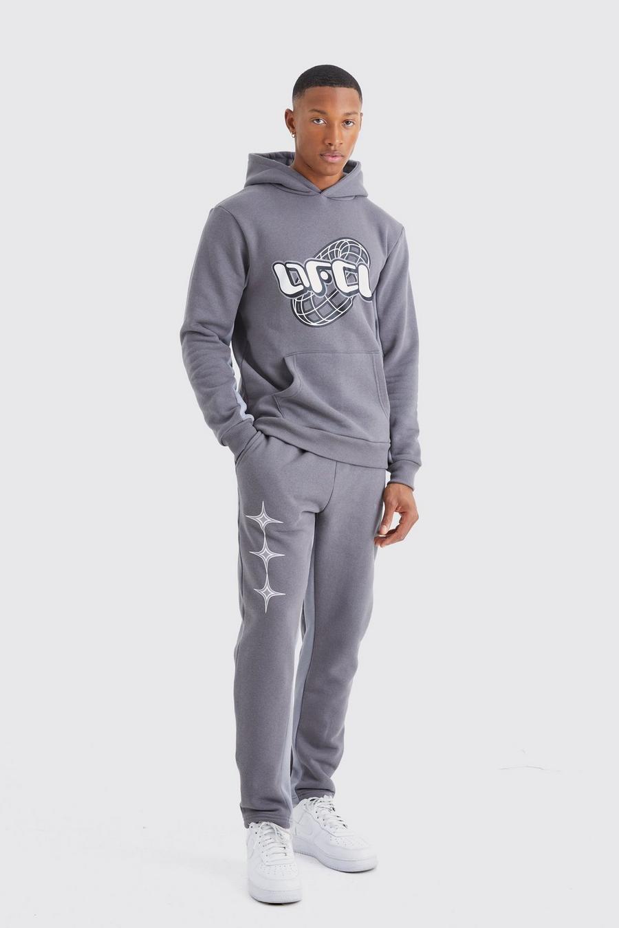 Grey Slim Fit Ofcl Printed Contrast Gusset Tracksuit
