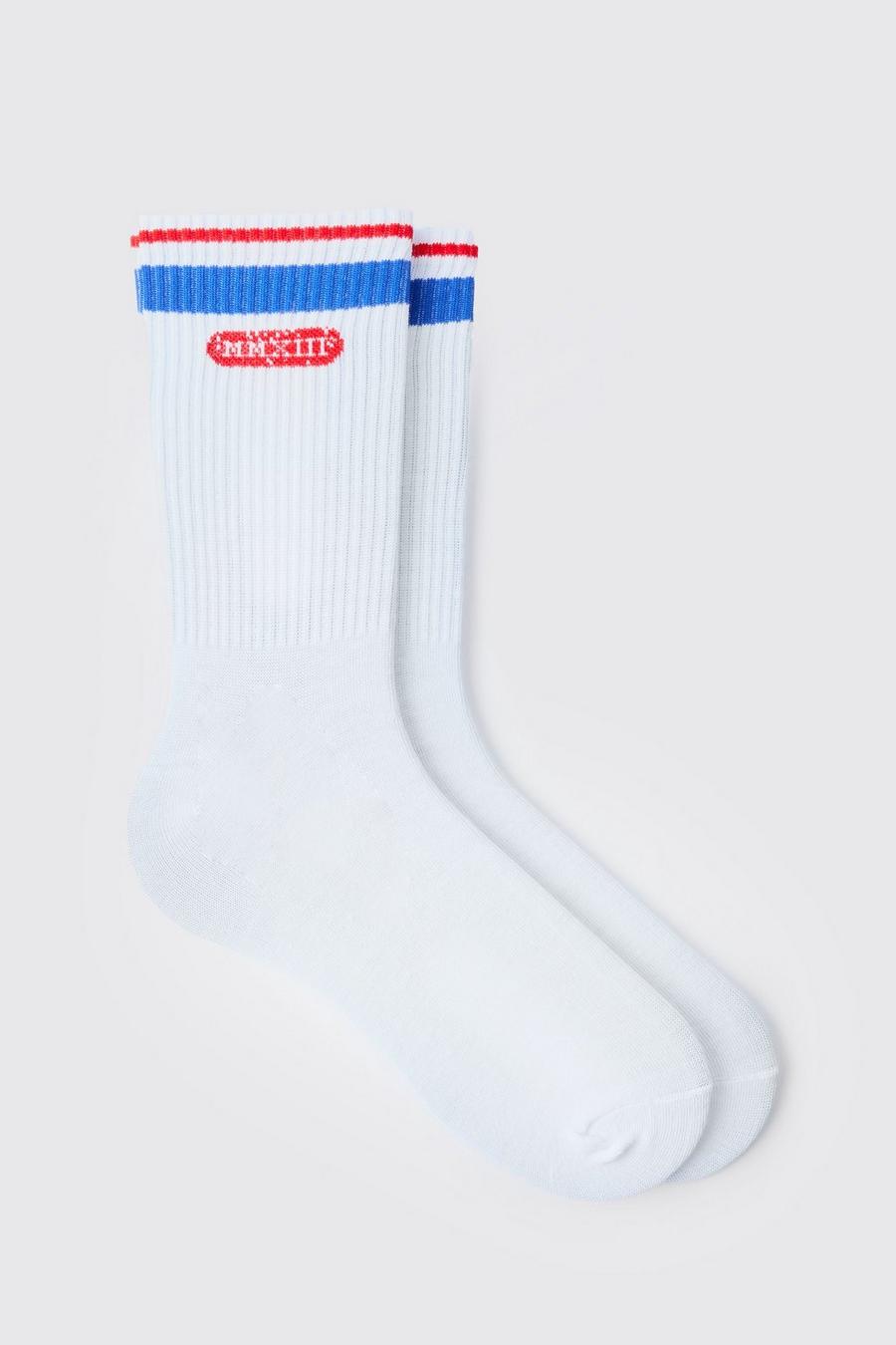 White MM 13 Varsity Sports Stripe Socks image number 1