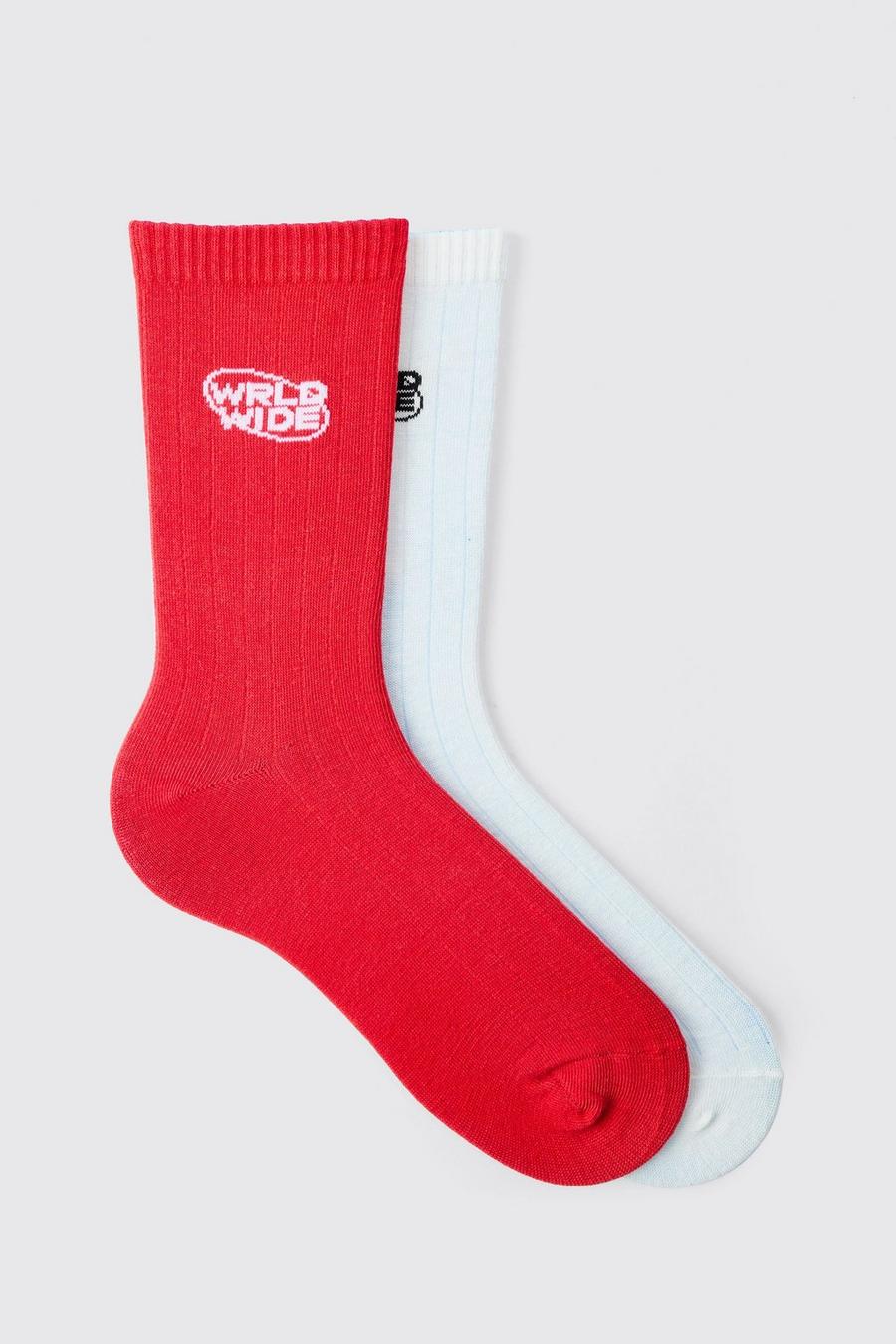 Lot de 2 paires de chaussettes à imprimé Worldwide, Multi