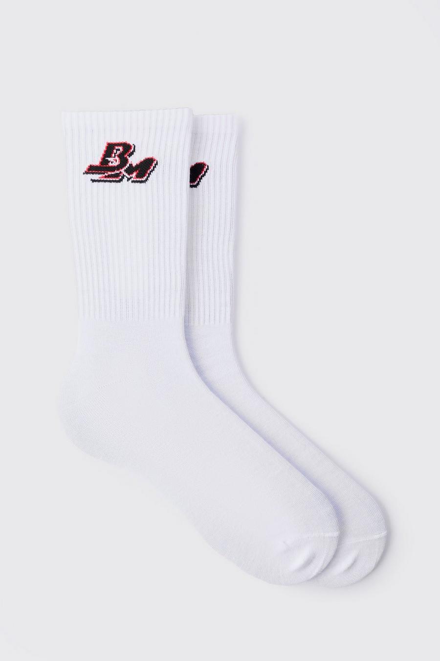 White Bm Varsity Sports Stripe Socks