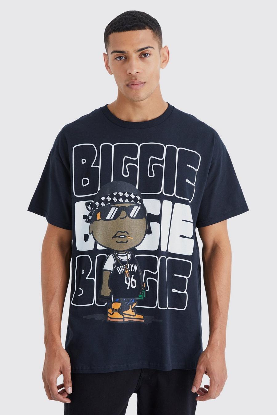 Black Oversized Biggie Illustration License T-shirt image number 1