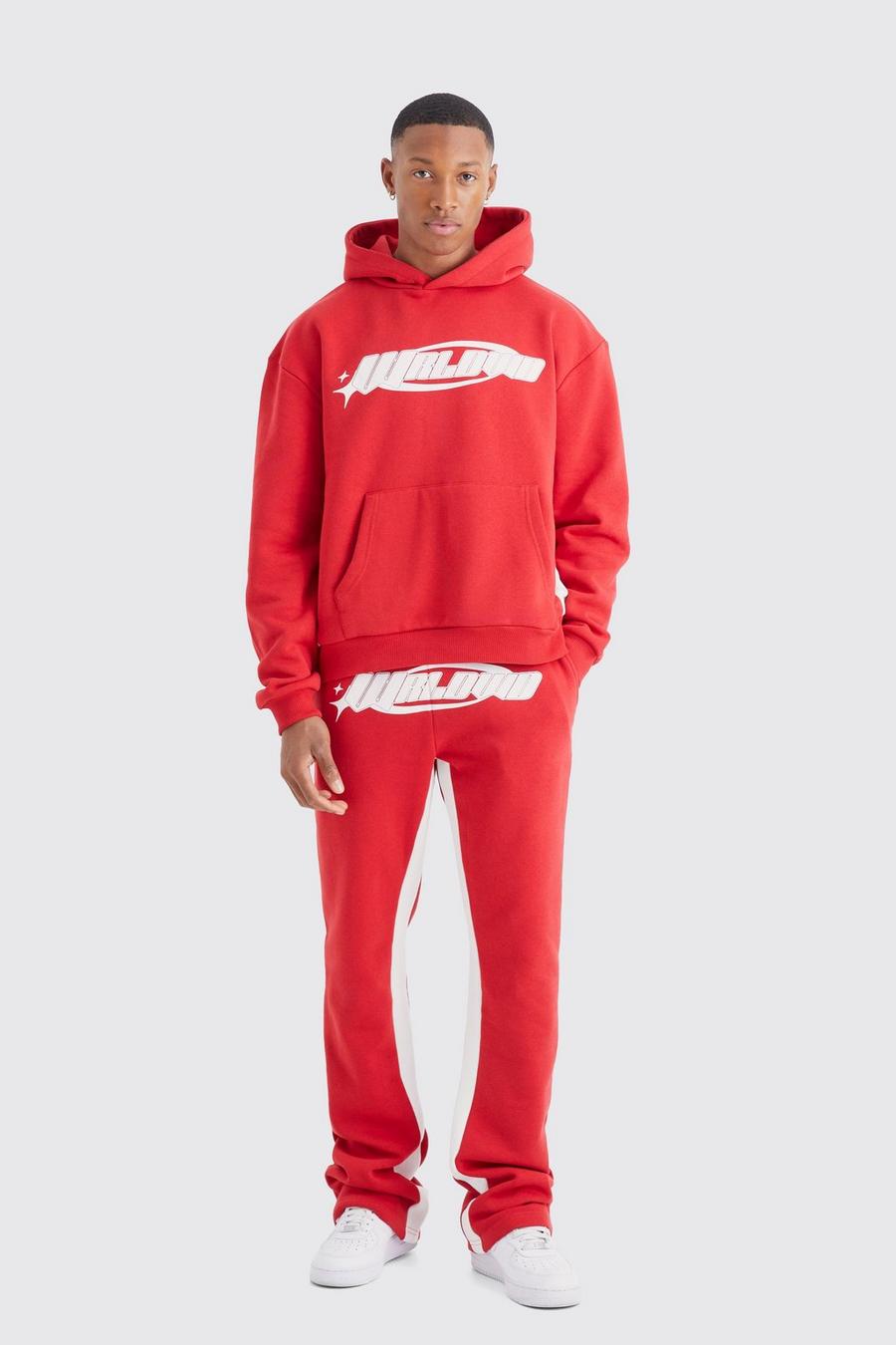 Red Worldwide Oversized Stacked Gusset Tracksuit