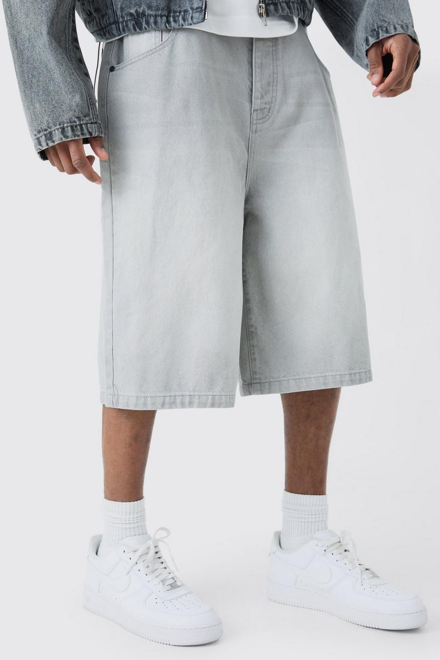 Tall Jeansshorts in Hellgrau, Ice grey image number 1