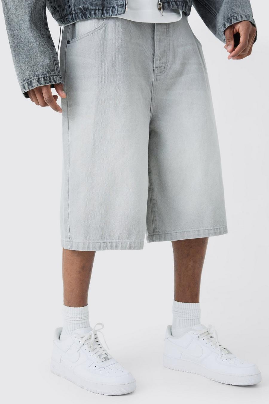 Ice grey Tall Denim Jorts In Light Grey