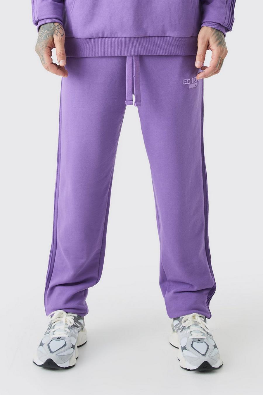 Pantaloni tuta pesanti Tall EDITION oversize con nervature, Purple