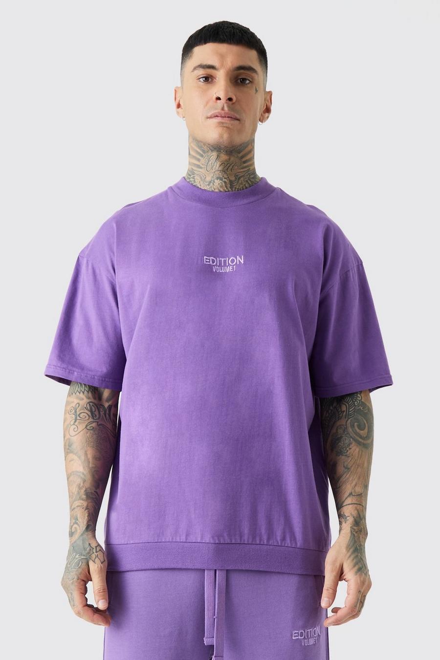 Purple Tall EDITION Oversized Heavyweight Zip Hem T-shirt