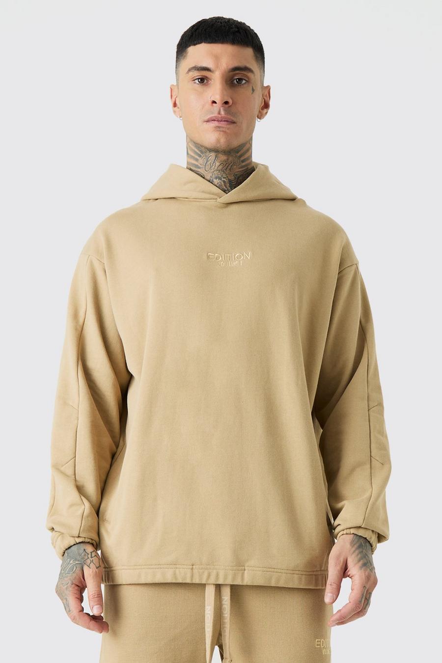 Tall Oversize Hoodie mit Edition, Taupe image number 1